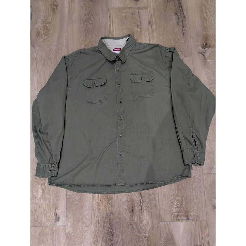 Wrangler Premium Quality Heavyweight Twill Shirt Men’s 3XL Olive Green Workwear